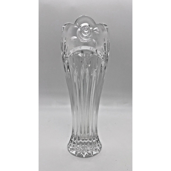 VINTAGE Oneida Crystal Bud Vase 1992 Southern Garden 7" Frosted Flowers Rose - Picture 1 of 6